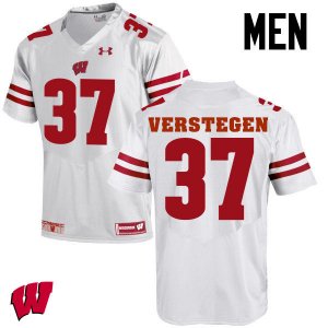 Men's Wisconsin Badgers NCAA #37 Brett Verstegen White Authentic Under Armour Stitched College Football Jersey UR31U62IN